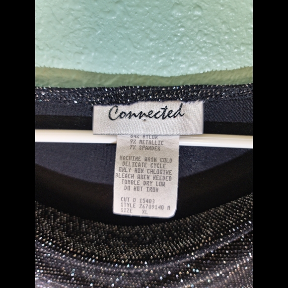 Connected Black Sparkling Shirt Long Sleeve - Picture 2 of 4